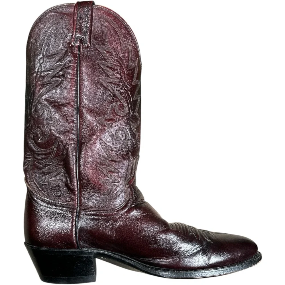 Dan Post Leather Western Cowboy Boots Men’s Size 11.5 Burgundy Brown - Picture 10 of 10